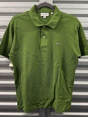 LACOSTE Green Crocodile Logo Short Sleeves Classic Fit Polo Sz S